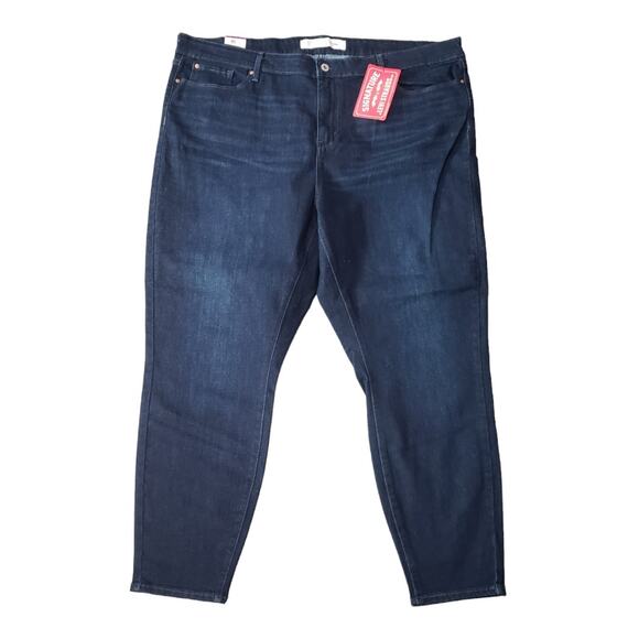 Signature LEVI's Stratus Simply Stretch Mid Rise Skinny Dark Blue Jeans Pants - Picture 1 of 9